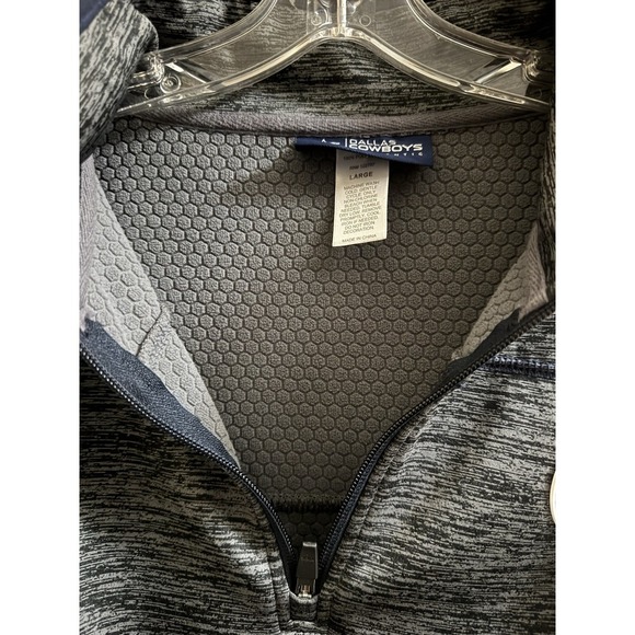 Dallas Cowboys Authentic Track Collection 1/4 Zip Sweatshirt Heather Black Sz L - Picture 6 of 8